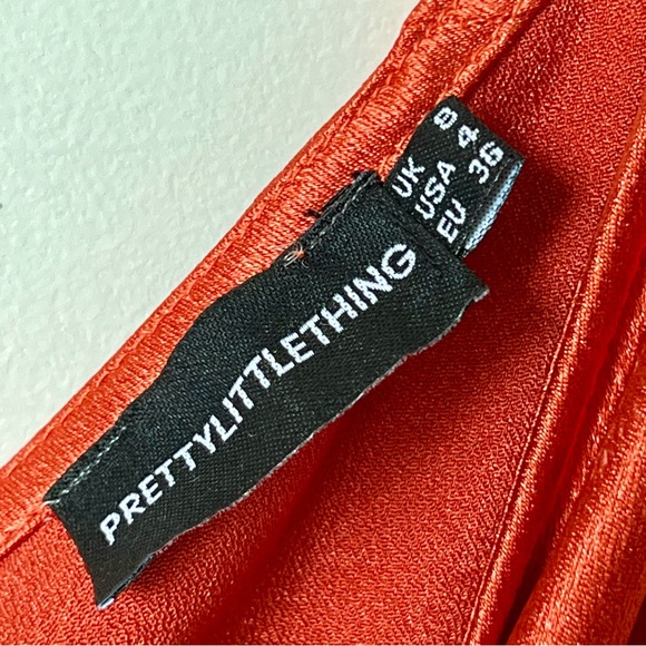 PRETTY LITTLE THING Rust Colored Satin One Shoulder Midi Dress—SZ. 4 - Picture 12 of 17